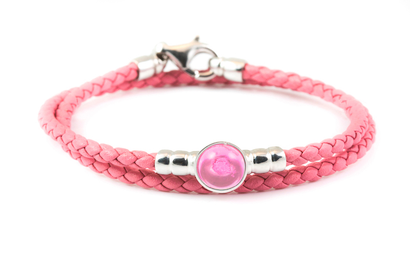 Pulsera de piel "Navy" con ADN mascota para mujer rosa rosa