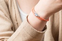 Pulsera de piel "Navy" con ADN mascota para mujer naranja azul detalle