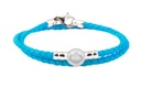 Pulsera de piel "Navy" con ADN mascota para mujer azul cielo