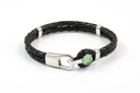 Pulsera de piel marrón "Navy" con ADN mascota para hombre verde