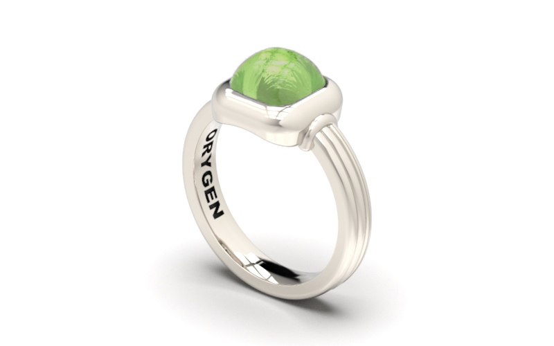 Anillo de plata "Elegance" con ADN mascota verde