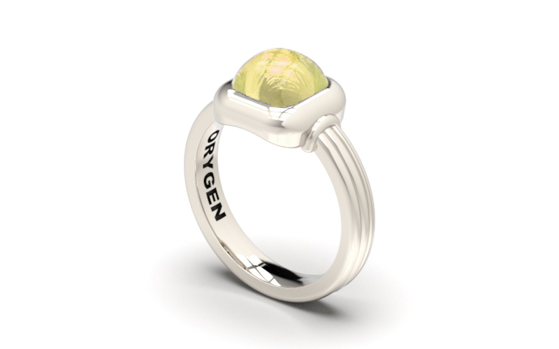 Anillo de plata "Elegance" con ADN mascota amarillo