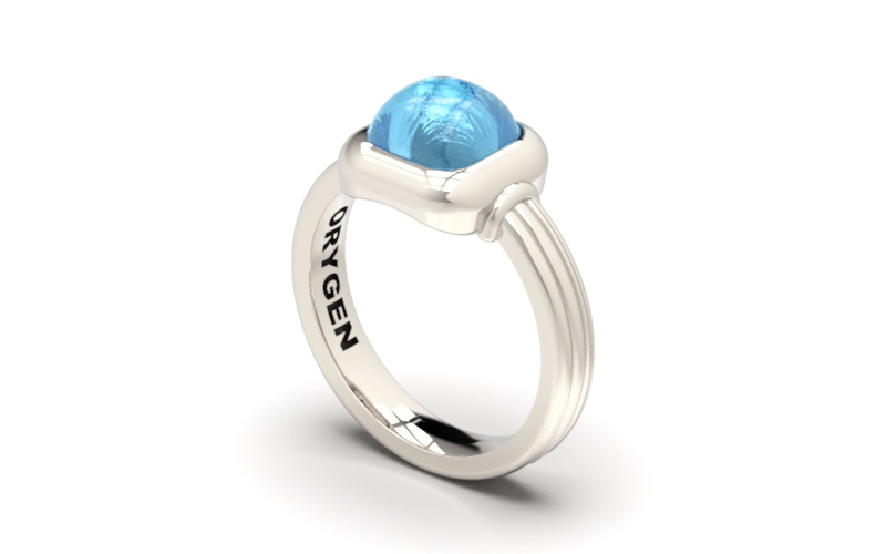 Anillo de plata "Elegance" con ADN mascota azul