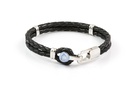 Pulsera de piel marrón "Navy" con ADN mascota para hombre